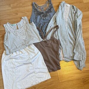 Size Small Lot Neutral Mixed Tops & Skirt Set